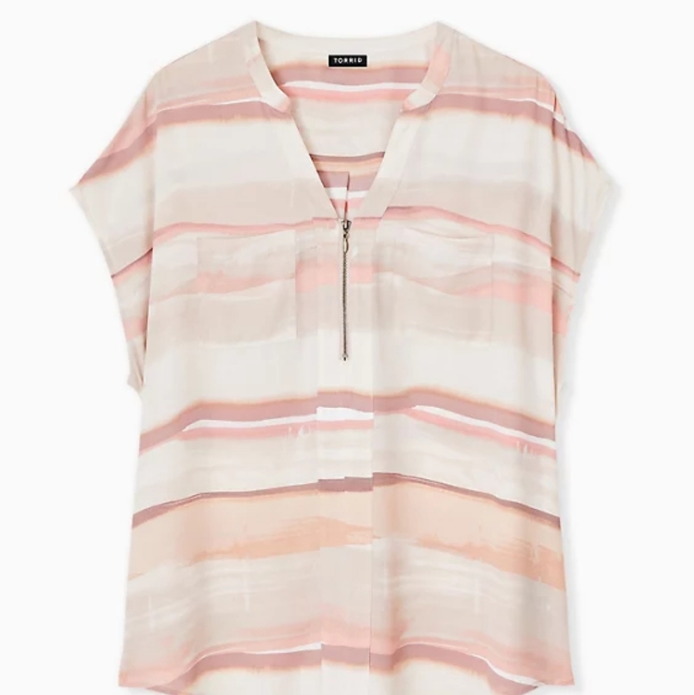 Torrid Pink multi Watercolor Zip Front Blouse
